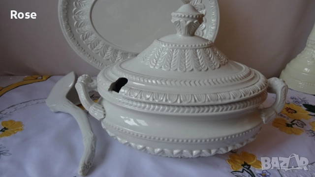 Супник бяла глазирана керамика, ръчно изработен , внос от  Италия.  , снимка 4 - Аксесоари за кухня - 52693813