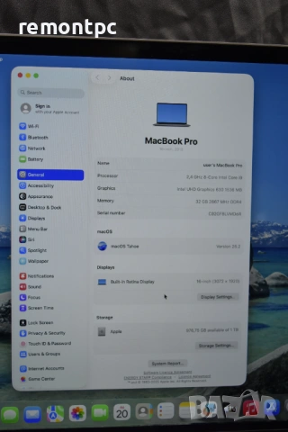 Apple MacBook Pro 16-Inch A2141 - CPU I9 9980HK - 2.40Ghz, 32GB RAM, 1TB NVMe, RADEON PRO5300M - 4GB, снимка 5 - Лаптопи за игри - 53562024