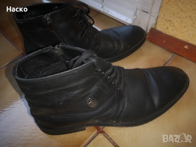 Мъжки кожени обувки високи с цип, снимка 3 - Мъжки боти - 53862408