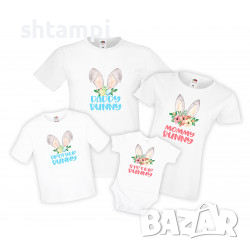 Семеен Комплект Великден Заешки Уши Mommy Daddy Brother Sister Baby,Великден,Празник,Заек, снимка 2 - Тениски - 36353593