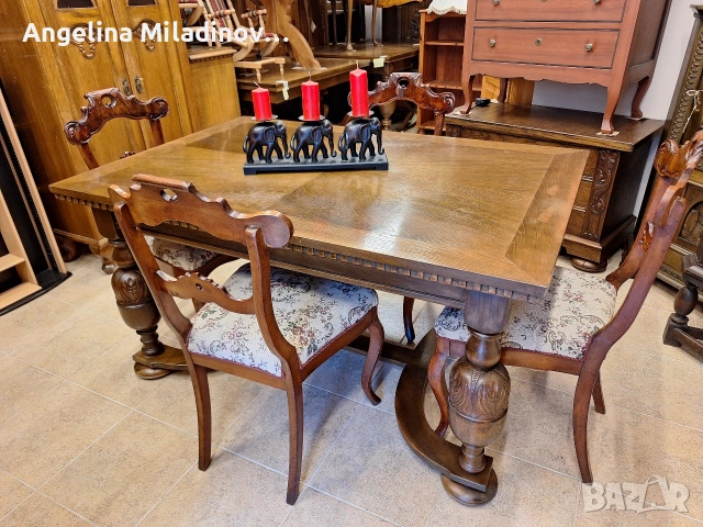 УНИКАТ! Маса за трапезария с богата дърворезба , снимка 2 - Маси - 53773191