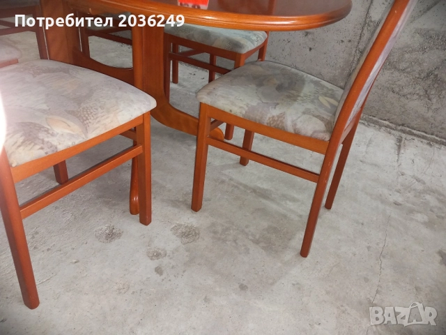 Комплект масивна разтегателна маса с 6 стола, снимка 2 - Маси - 52009653