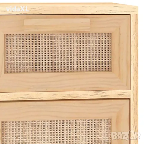 vidaXL Сайдборд, кафяв, 60x30x75 см, бор масив и естествен ратан, снимка 7 - Бюфети - 56147094