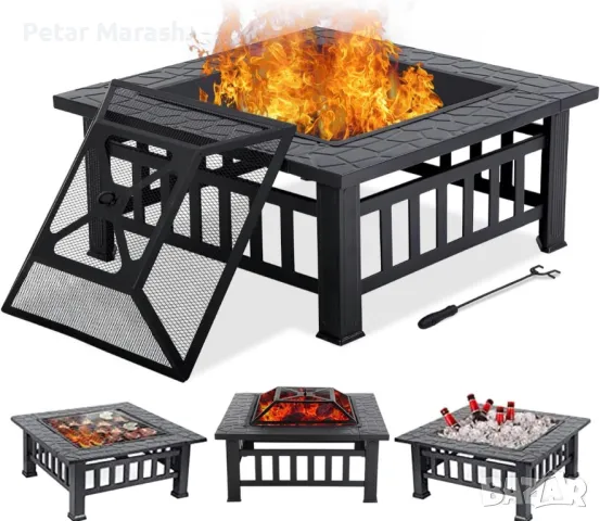 Градинска 3в1 маса ‘Fire Pit’ – BBQ, камина, ледарка, снимка 3 - Маси - 50366064