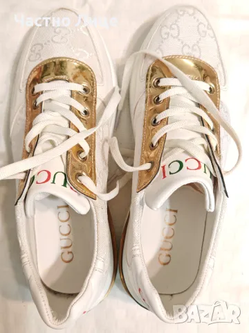 Оригинални Италиански Дамски Маратонки GUCCI със Златни Елементи 38 р-р, снимка 5 - Маратонки - 49604828