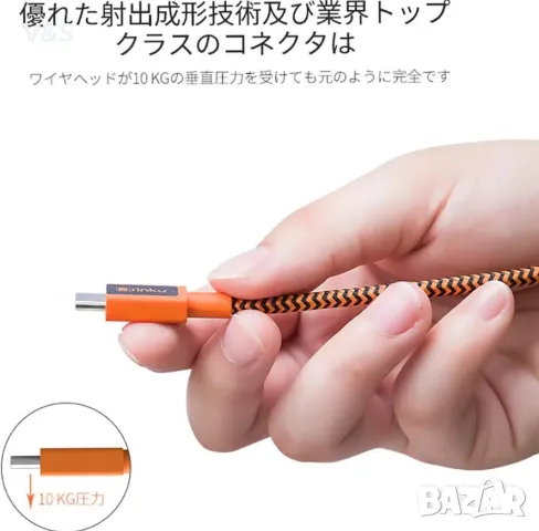 RINKU RC061 USB-C & USB-C 100W кабел за зареждане,бърз трансфер [USB PD/QC 3.0 Support, 20V & 5A] , снимка 6 - USB кабели - 48170665