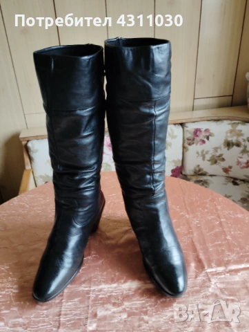Дамски черни ботуши естествена кожа 41 номер, снимка 2 - Дамски ботуши - 53391982