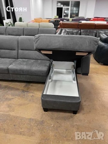 Сив диван от плат четворка с лежанка и функция ракла "PP-HS10002", снимка 2 - Дивани и мека мебел - 39971708
