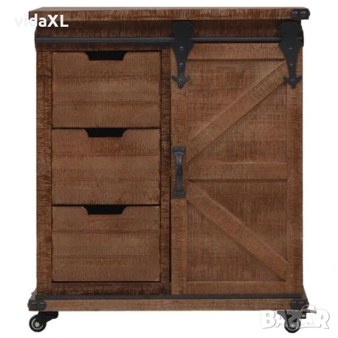 vidaXL Шкаф за съхранение, чам масив, 64x33,5x75 см（SKU:246120), снимка 4 - Шкафове - 53798450