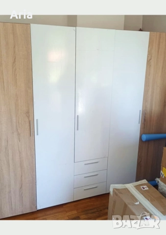 Голям петкрилен гардероб с шкаф и 3 чекмеджета, снимка 2 - Гардероби - 51530904