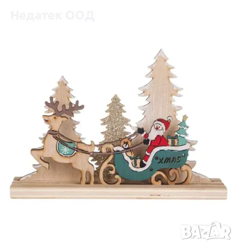Коледна, Декоративна, Украса, Шейна, Дърво, 16 см, снимка 2 - Декорация за дома - 48036572