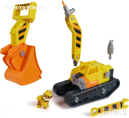 Paw Patrol Rubble & Crew Булдозерът с инструменти на Ръбъл Пес Патрул, снимка 3 - Коли, камиони, мотори, писти - 53492130