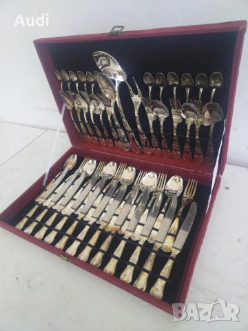 Италиански посребрени прибори за хранене 51 броя  Комплекта е в кутия и е за 12 души. Комплектьт вкл, снимка 13 - Прибори за хранене, готвене и сервиране - 50808238