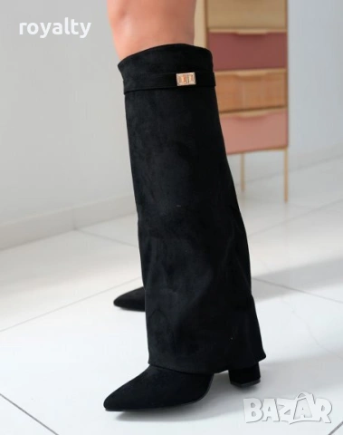 Ботуши на ток - черен велур