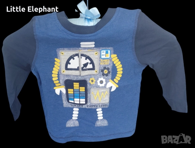 Блузка с дълъг ръкав за 9-12 месечно момченце,роботче"Turbo boost",Англия/нова