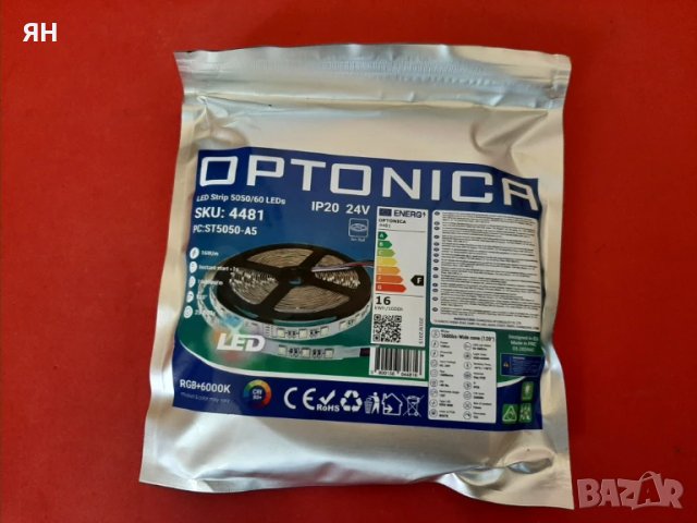 ЛЕД Цветна Лента OPTONICA RGBWH,24V,16W/m-5 метра