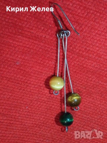 ШАРМАНТНА СРЕБЪРНА РЕТРО АРТ ОБЕЦА СРЕБРО 925 с ШЛИФОВАНО ТИГРОВО и КОТЕШКО ОКО 40906, снимка 2 - Обеци - 43318260