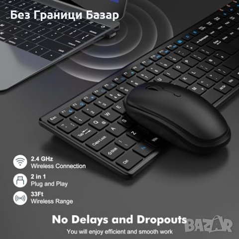 Нов Ергономичен Безжичен Комплект Клавиатура+Мишка, Съвместим с Windows/Mac, снимка 3 - Други - 44156625