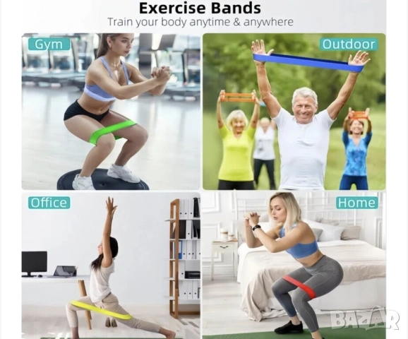 Комплект от 5 ластика EHASPOR за тренировки, йога и пилатес, еластични, многоцветни, с чанта , снимка 6 - Фитнес уреди - 53637685