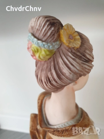 ARNART статуетка мраморен резин 41см-4kg/американска фигура на гейша-японка с цветя, снимка 12 - Статуетки - 52973394