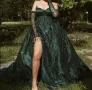 Луксозна изумруденозелена рокля, снимка 4