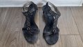 Дамски велурени сандали, черни естествена кожа, снимка 4