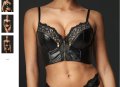 Hunkemoller Private Collection 75-80C кожен сутиен с дантела и златисти ципове, снимка 1 - Бельо - 41937109