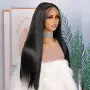 Елегантна черна права перука 70 см с Lace Front дантелен път 13×4×1, снимка 6