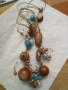 Колие с дървени и стъклени мъниста 52728, снимка 1