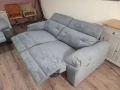 Сив комплект дивани от плат две тройки с ел релакс механизъм, снимка 7