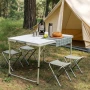 Комплект сгъваема алуминиева маса с 4 стола – идеален за къмпинг, двор и почивка, снимка 2