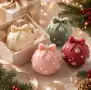3D коледна топка с панделка силиконов молд форма свещи гипс сапун смола декорация , снимка 2