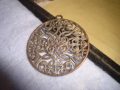 СТАР АЖУРЕН ПОСРЕБРЕН МЕДЕН АРТ НУВО СТИЛ МЕДАЛЬОН с КРАСИВА СТИЛИЗИРАНА ОРНАМЕНТИКА 26394, снимка 5