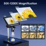 Дигитален Цифров микроскоп с дистанционно Увеличение 50Х – 1200Х Екран 7 инчов HD IPS със светлини, снимка 3