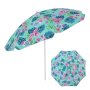 Плажен чадър 2м, Тюркоазен с цветя, снимка 1