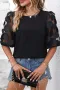 Дамска блуза в черен цвят с къси ефектни ръкави, снимка 6