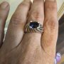 Авторски сребърен пръстен с голям естествен син сапфир , снимка 3