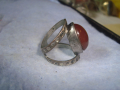 КРАСИВ РЕТРО ВИНТИДЖ АРТ ПОСРЕБРЕН СКЪПОЦЕНЕН ПРЪСТЕН с ШЛИФОВАН ЕСТЕСТВЕН КАРНЕОЛ 26613, снимка 11
