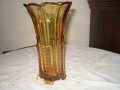 Винтидж арт деко 1930 стъклена ваза с кехлибарен цвят, снимка 5