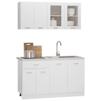 Комплект кухненски шкафове от 4 части, бял, ПДЧ, снимка 3 - Кухни - 41898701