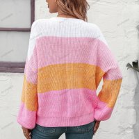 Дамски моден пуловер с цветни блокове, 3цвята - 023, снимка 13 - Блузи с дълъг ръкав и пуловери - 42305738