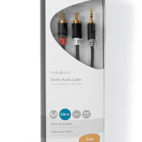 Професионален Аудио Кабел Nedis с позлатени конектори , 3.5mm JACK(м), 2xRCA(м), Силиконов, 10m, снимка 2 - Други - 44803475