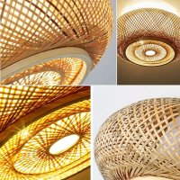 Таванна лампа от ратан естествен бамбук Полилей, снимка 10 - Лампи за таван - 34013589