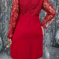 Дамска червена рокля с дантела, снимка 2 - Рокли - 44584891