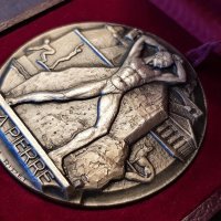  Френски 1968 сребърен Медал Каменоделец от РИДЕ орден плакет, снимка 2 - Нумизматика и бонистика - 41344160