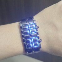 Моден черен изцяло метален дигитален лава ръчен часовник Мъжки син LED дисплей , снимка 9 - Мъжки - 40954082