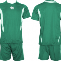 Екип за футбол/ волейбол/ хандбал, фланелка с шорти зелено и бяло, снимка 1 - Спортни дрехи, екипи - 36227495