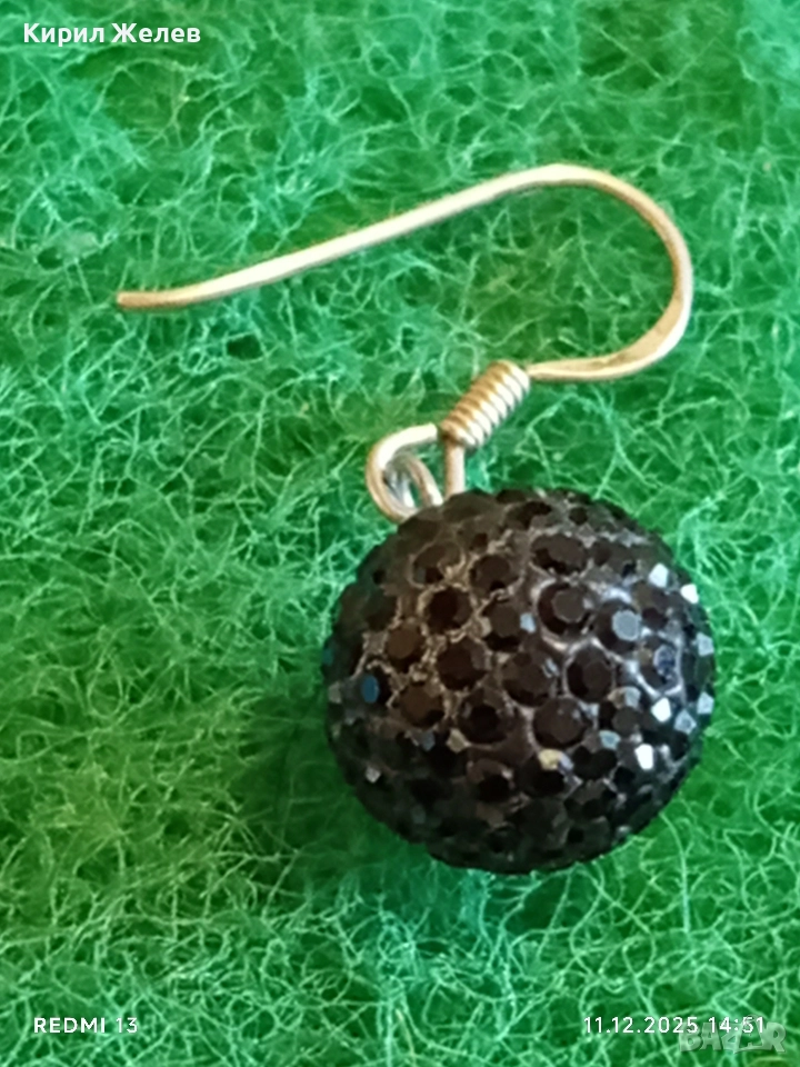 Висяща сребърна обеца с инкрустирани кристали Сваровски 51115, снимка 1