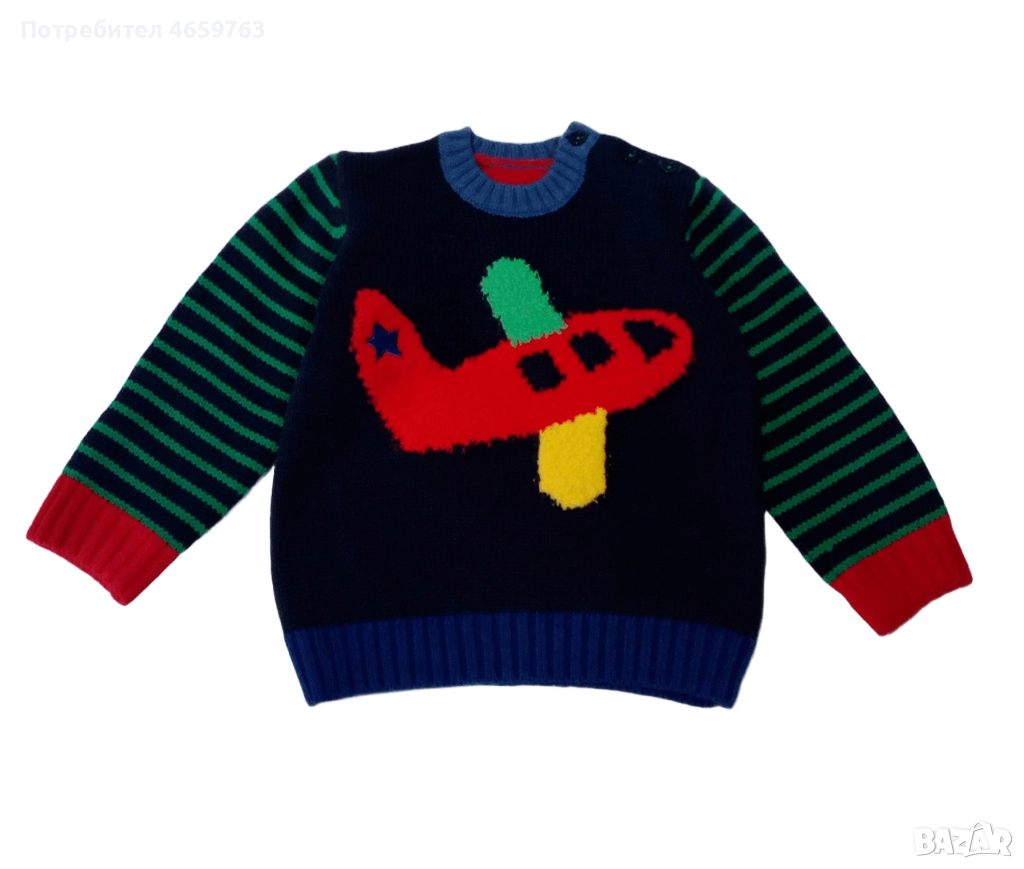 Бебешки пуловер със самолет, снимка 1