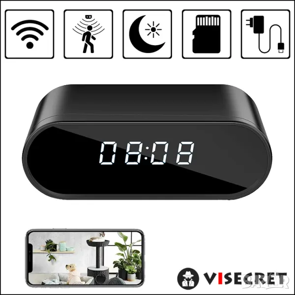 WiFi скрита камера в LED часовник, снимка 1